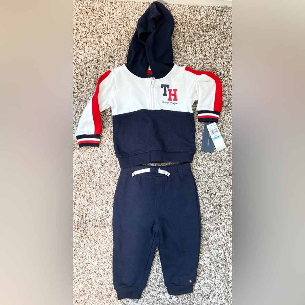 Tommy Hilfiger Infant Set - Red and Navy Zip-Up